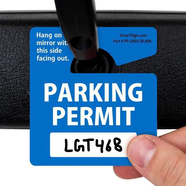 Alt view image 5 of 5 - SmartSign (Pack of 50) Parking Permit Rearview Mirror Hang Tags | 2.75" x 3",35 mil Plastic, Write On Car Parking Pass, Blue, Black and White, Made in USA