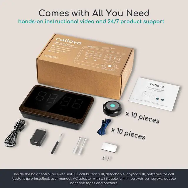 Alt view image 7 of 7 - Wireless Nurse Call System with Central Receiver and Call Buttons | Central receiver displays caller numbers for quick response in home care, clinics, care facilities and restaurants
