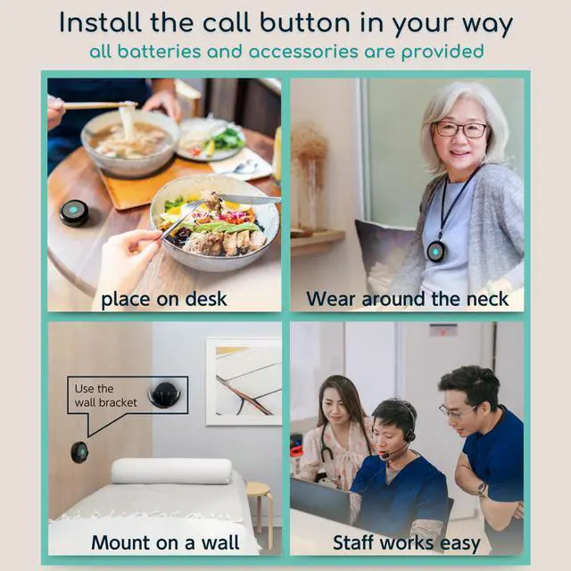 Alt view image 5 of 7 - Wireless Nurse Call System with Central Receiver and Call Buttons | Central receiver displays caller numbers for quick response in home care, clinics, care facilities and restaurants