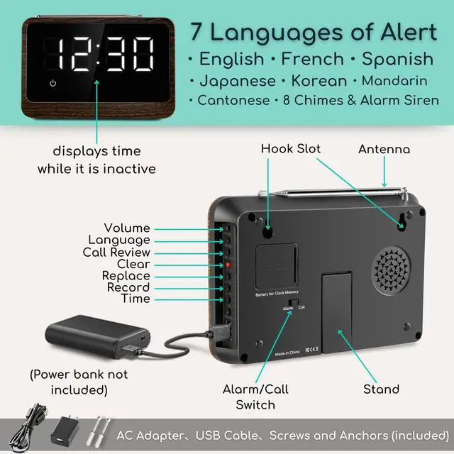 Alt view image 6 of 7 - Wireless Nurse Call System with Central Receiver and Call Buttons | Central receiver displays caller numbers for quick response in home care, clinics, care facilities and restaurants