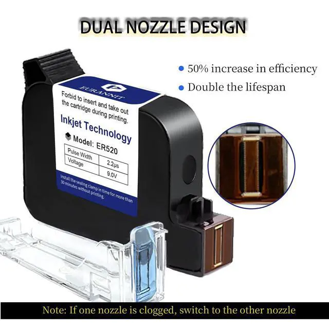 Alt view image 4 of 7 - 0.5" Original 42ml Quick-Drying ER520 Ink Cartridge for 0.5inch/12.7mm Handheld Inkjet Printer E15/E98/E11/E12/E16/E18/E40, Black
