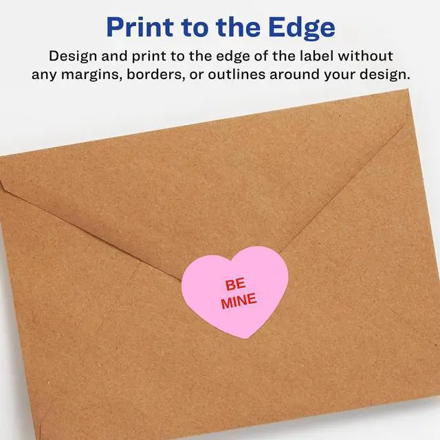 Alt view image 3 of 7 - ® Matte White Heart Labels, Sure Feed® Technology, 2-9/32" x 1-27/32", 3,000 Matte White Printable Labels