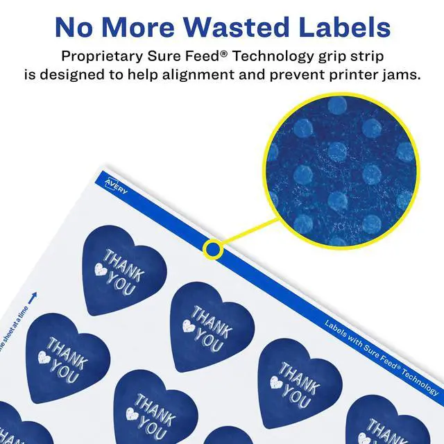 Alt view image 4 of 7 - ® Matte White Heart Labels, Sure Feed® Technology, 2-9/32" x 1-27/32", 3,000 Matte White Printable Labels