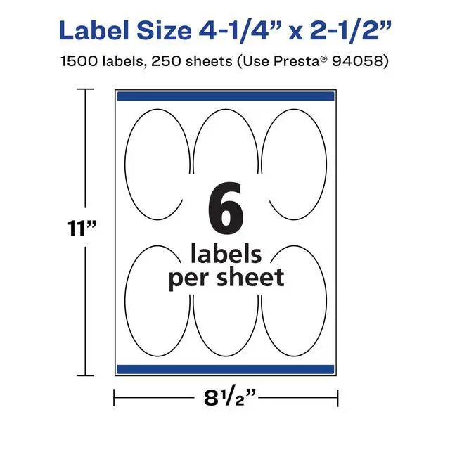 Alt view image 5 of 7 - ® Matte White Oval Labels, Sure Feed® Technology, 4.25" x 2.5", 1,500 Matte White Printable Labels