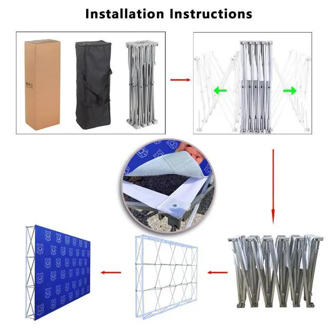 Alt view image 3 of 7 - Portable Collapsible Pop Up Trade Show Display Backdrop Stand | 7.5x10FT(Frame Only) A Folding Tension Fabric Holder For Tradeshow Booth Exhibition Wedding Conference Party Event