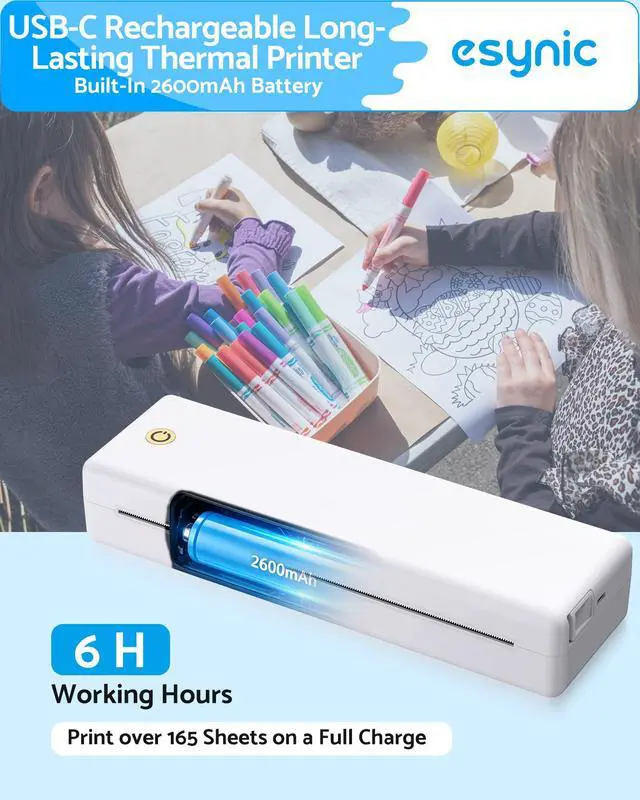 Alt view image 6 of 7 - 203DPI Portable Thermal Printer for Students & Office-Wireless Bluetooth Travel Printer-Easy to Set Up- Inkless-Supports Letter/A4 Multi-Size Thermal Papers-App Use Required for iPhone & Laptop