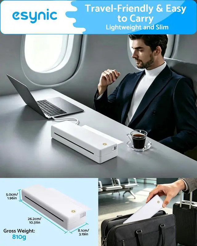 Alt view image 7 of 7 - 203DPI Portable Thermal Printer for Students & Office-Wireless Bluetooth Travel Printer-Easy to Set Up- Inkless-Supports Letter/A4 Multi-Size Thermal Papers-App Use Required for iPhone & Laptop