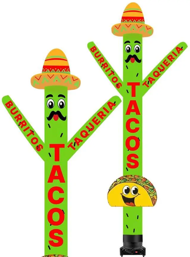 Main image of 20ft Tacos Air Inflatable Dancer Puppet with Sombrero Hat - Eye-Catching Taco Burritos & Taqueria Advertising for Mexican Restaurants Events Promotions Durable Colorful Sky Tubeman (Without Blower)