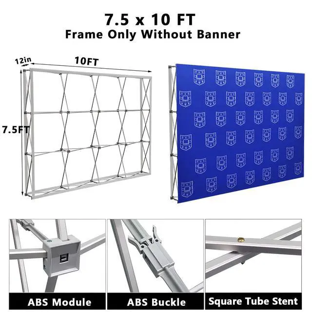 Alt view image 5 of 7 - Portable Collapsible Pop Up Trade Show Display Backdrop Stand | 7.5x10FT(Frame Only) A Folding Tension Fabric Holder For Tradeshow Booth Exhibition Wedding Conference Party Event