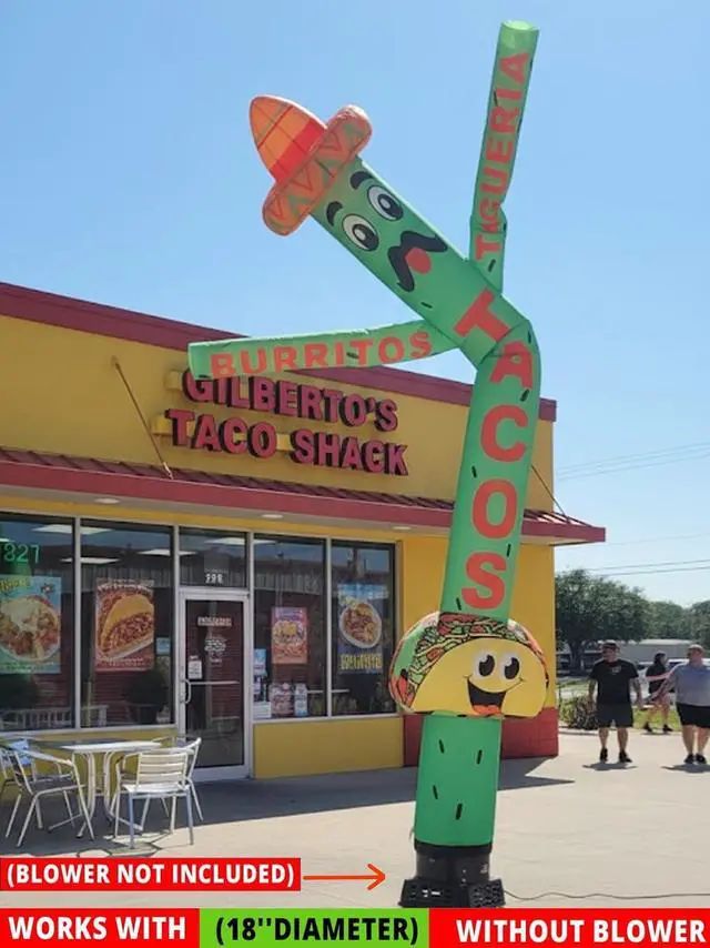 Alt view image 3 of 7 - 20ft Tacos Air Inflatable Dancer Puppet with Sombrero Hat - Eye-Catching Taco Burritos & Taqueria Advertising for Mexican Restaurants Events Promotions Durable Colorful Sky Tubeman (Without Blower)