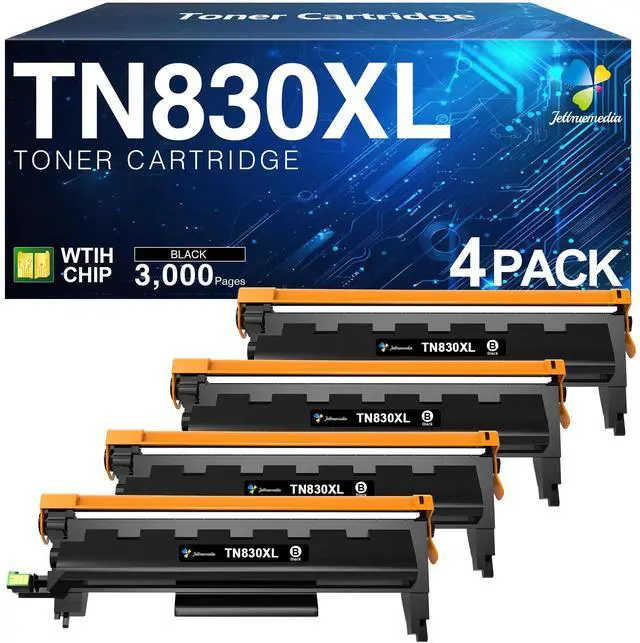 Main image of TN830XL Black Toner Cartridge Compatible for Brother TN830 TN-830XL 830 TN830XL Toner Black for Brother Printer DCP-L2640DW HL-L2460DW HL-l2405W MFC-L2820DW HL-L2400D HL-L2480DW Printer (4 Pack)