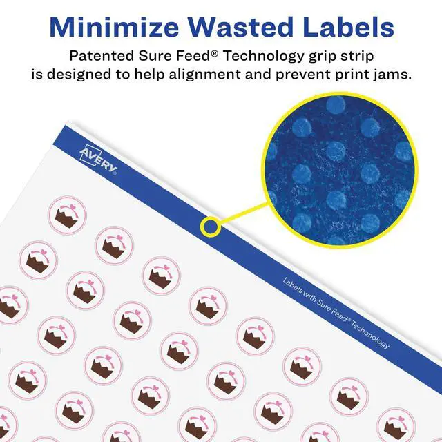 Alt view image 4 of 7 - Matte White Removable Round Labels, Sure Feed Technology, Print-to-The-Edge, 0.5" Diameter, 15,400 Removable Labels, Laser/Inkjet Printable