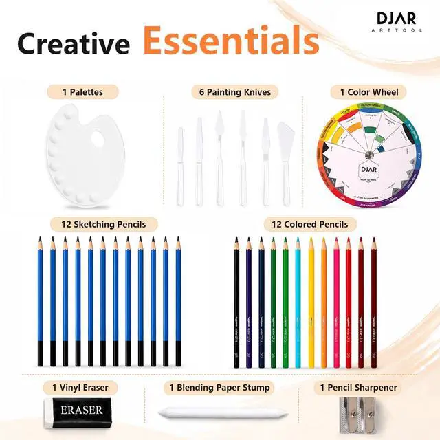 Alt view image 5 of 7 - 87 Pcs Acrylic Paint Set with Tabletop Easel for Adults & Beginners | 24 Colors, Canvas, Brushes & Palette, Professional Art Supplies, Storage Box Ideal for Artists & Students
