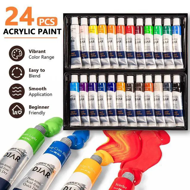 Alt view image 4 of 7 - 87 Pcs Acrylic Paint Set with Tabletop Easel for Adults & Beginners | 24 Colors, Canvas, Brushes & Palette, Professional Art Supplies, Storage Box Ideal for Artists & Students