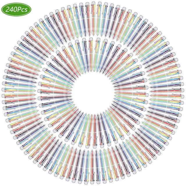 Alt view image 4 of 6 - 240 Pack Multicolor Ballpoint Pens 0.5mm 6-in-1 Colored Retractable Ballpoint Pens Multi Colored Ink Rainbow Pen for Nurses Gel Ink Nurse Pen for Office Teacher Gifts