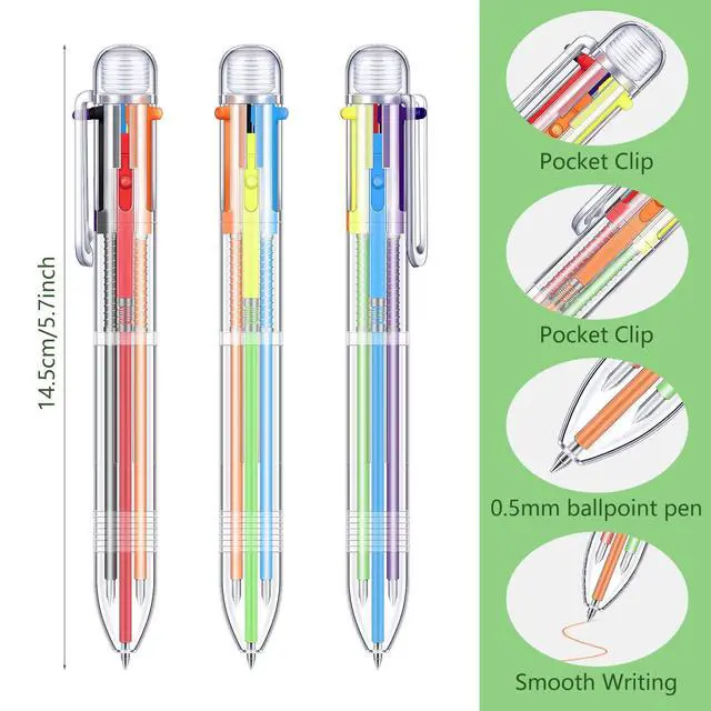 Alt view image 3 of 6 - 240 Pack Multicolor Ballpoint Pens 0.5mm 6-in-1 Colored Retractable Ballpoint Pens Multi Colored Ink Rainbow Pen for Nurses Gel Ink Nurse Pen for Office Teacher Gifts