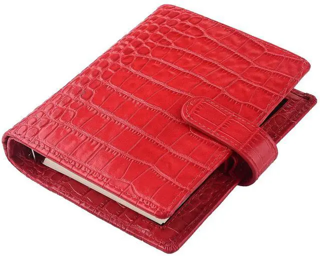 Main image of Budget Binder,Leather Rings Planner, 6-Ring Pocket Organizer Notebook Cover (Croco-Red)