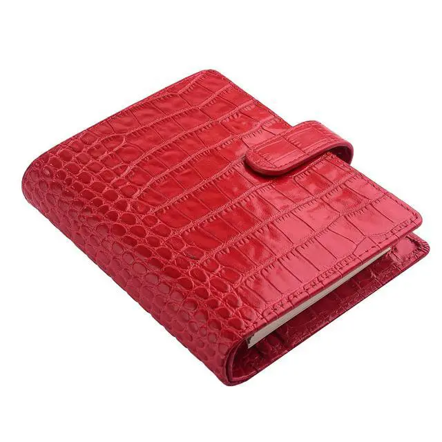 Alt view image 2 of 6 - Budget Binder,Leather Rings Planner, 6-Ring Pocket Organizer Notebook Cover (Croco-Red)