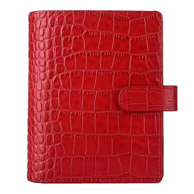 Alt view image 3 of 6 - Budget Binder,Leather Rings Planner, 6-Ring Pocket Organizer Notebook Cover (Croco-Red)