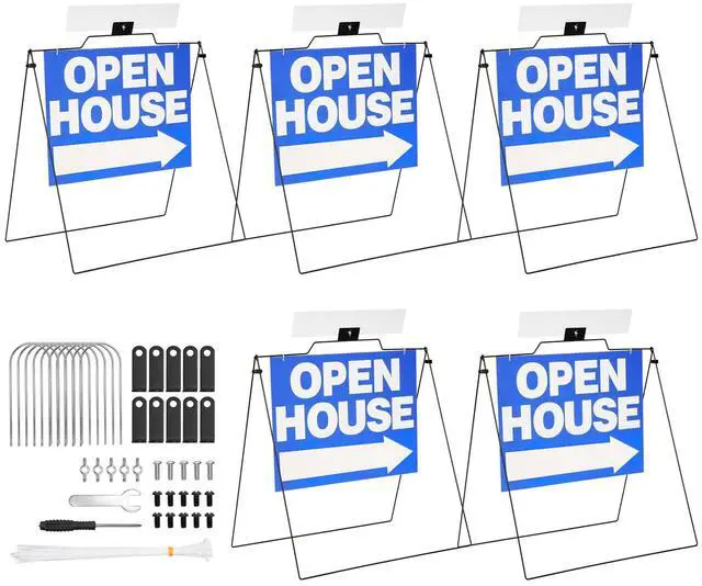 Main image of 5 Pack 32" x 28" Open House Signs, A Frame Stand, Blue | A Frame Open House Sign,For Real Estate, House Yard Street Sidewalk
