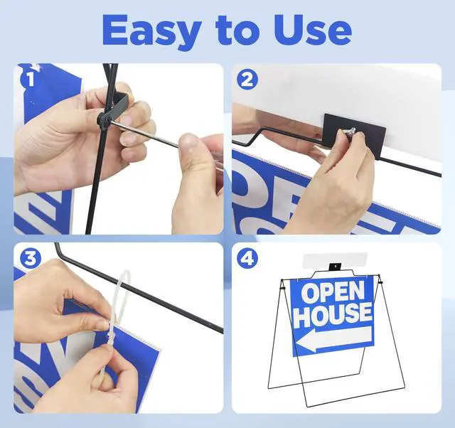 Alt view image 5 of 7 - 5 Pack 32" x 28" Open House Signs, A Frame Stand, Blue | A Frame Open House Sign,For Real Estate, House Yard Street Sidewalk