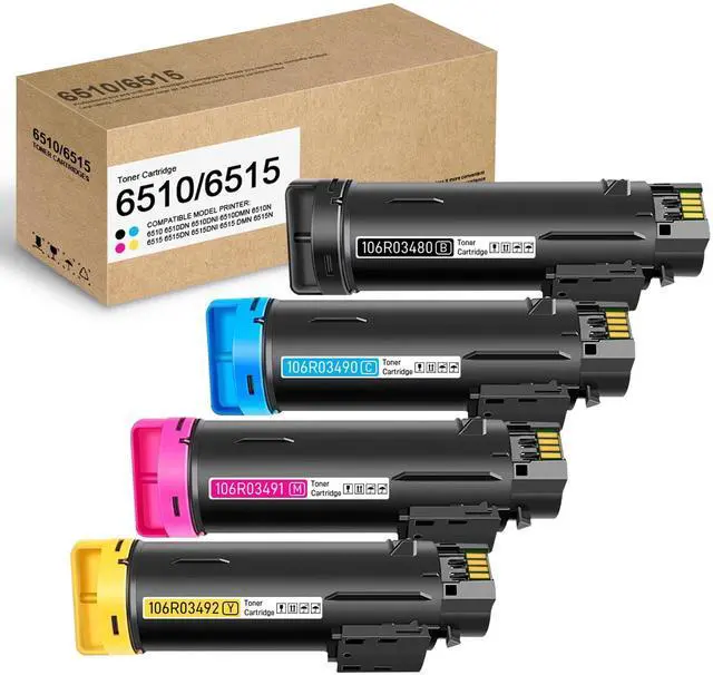 Main image of Workcenter 6515 Phaser 6510 Extra High Yield Toner Cartridge (4-Pack,Black/Cyan/Magenta/Yellow), 106R03490 106R03491 106R03492 106R03480 Toner Replacement for Xerox WorkCentre 6515 Phaser 6510 Printer
