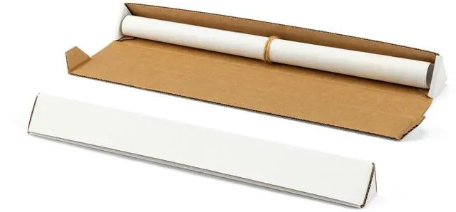 Main image of 50-Pack Triangle Shipping Tubes, 18.25x3x3 inch Mailer Boxes | White 18" Long Cardboard Boxes for Posters, Blueprints, Artwork, Crafts, Mailing, Packaging, Storage