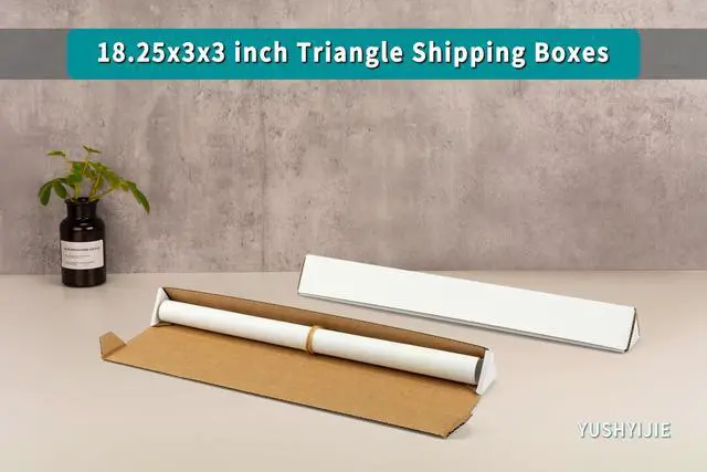 Alt view image 6 of 7 - 50-Pack Triangle Shipping Tubes, 18.25x3x3 inch Mailer Boxes | White 18" Long Cardboard Boxes for Posters, Blueprints, Artwork, Crafts, Mailing, Packaging, Storage