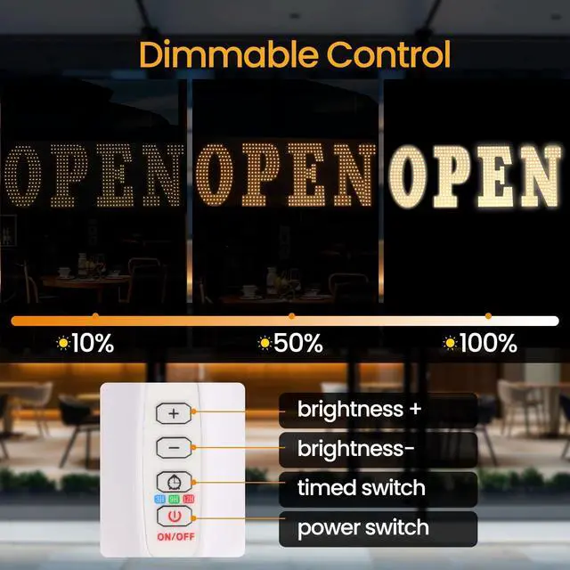 Alt view image 2 of 7 - LED Open Signs for Business 30"x10" Dimmable Bright Business Open Sign with Hanging Installation for Window Stores, Hotel, Store, Bar, Retail Shop, Salon, Restaurant