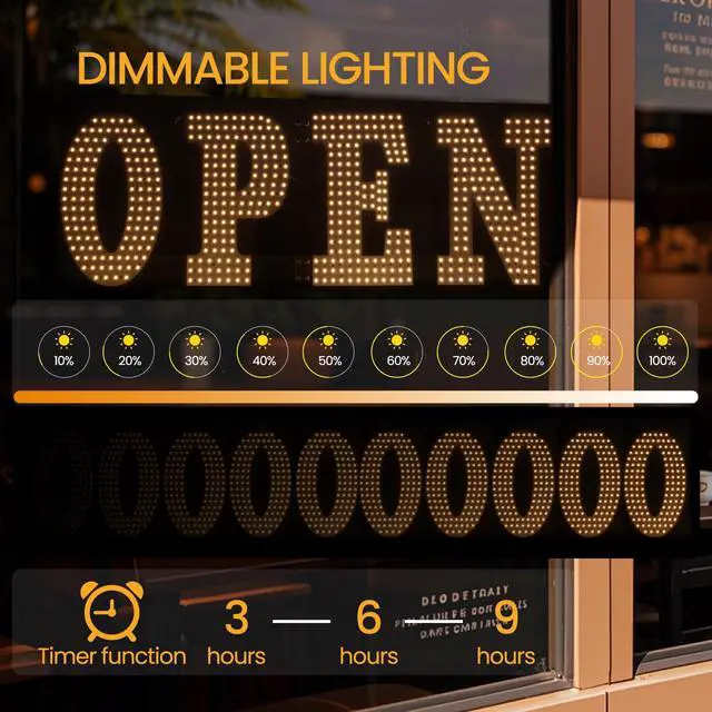 Alt view image 4 of 7 - LED Open Signs for Business 30"x10" Dimmable Bright Business Open Sign with Hanging Installation for Window Stores, Hotel, Store, Bar, Retail Shop, Salon, Restaurant