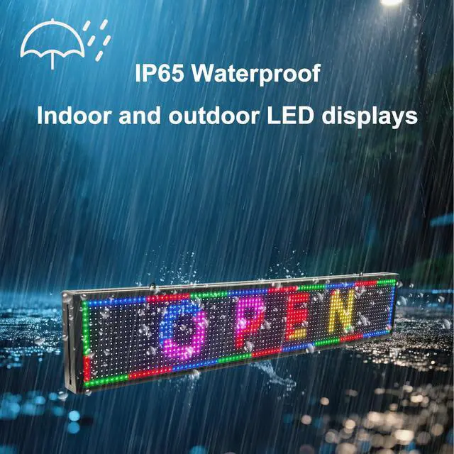 Alt view image 4 of 6 - Programmable LED Sign 39"x8", Outdoor Waterproof Digital Sign with WIFI Control, High Brightness for Business & Store Advertising
