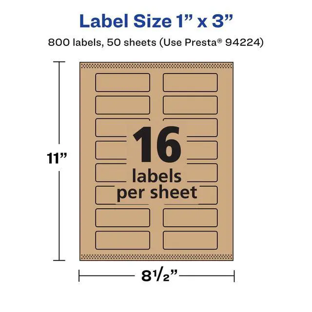 Alt view image 5 of 6 - ® Kraft Brown Rectangle Labels, Sure Feed® Technology, 1" x 3", 800 Kraft Brown Labels, Print-to-The-Edge, Laser/Inkjet Printable