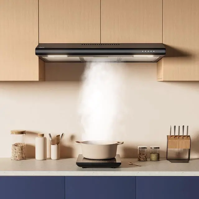Alt view image 2 of 7 - Black Range Hood 30 inch Under Cabinet Ductless Range Hood Vent for Kitchen with Anti-fingerprint Design, 3 Speed Exhaust Fan