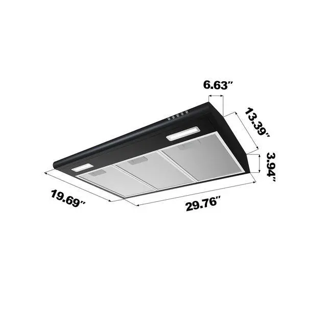 Alt view image 6 of 7 - Black Range Hood 30 inch Under Cabinet Ductless Range Hood Vent for Kitchen with Anti-fingerprint Design, 3 Speed Exhaust Fan