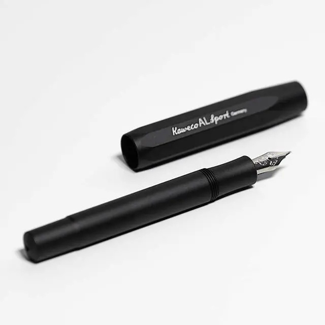 Alt view image 6 of 7 - AL Sport Fountain Pen Black, Fine Nib Sport Octagonal Clip Chrome