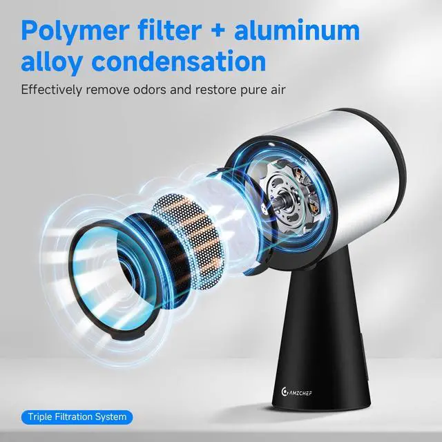 Alt view image 7 of 7 - Portable Range Hood, 3-Speed Desktop Exhaust Vent FanBlack | Desktop kitchen vent fan with large oil cup, washable aluminum filter. Low-noise, 3 speeds. Ideal for indoor BBQ,RV