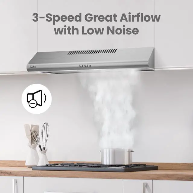 Alt view image 2 of 7 - 30 Inch Under Cabinet Range Hood, Ducted/Ductless Convertible