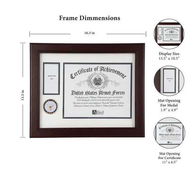 Alt view image 3 of 6 - Allied Frame US Navy Medal and Award Certificate Frame - 8 x 10 Opening