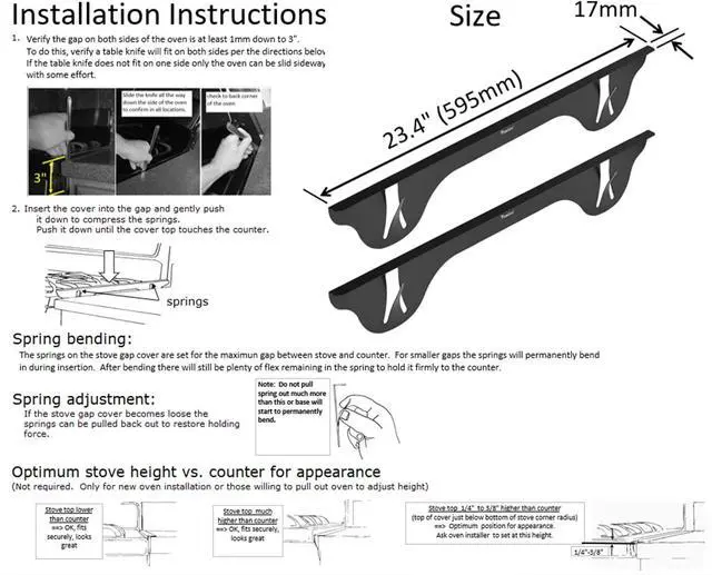 Alt view image 7 of 7 - Stove Gap Covers, 23.4", Black | Stainless Steel