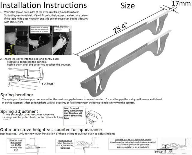 Alt view image 6 of 7 - Stove Gap Covers, 25.4", 316 Stainless Steel | Oven Side Gap Filler, Range Trim Kit, Guard Between Stove Top & Counter