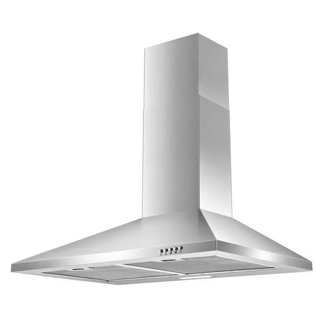 Alt view image 2 of 7 - Range Hood 30 inch,Wall Mount Range Hood in Stainless Steel With Ducted/Ductless Convertible,Stove Vent Hood with Aluminum Filters,3 Speed Exhaust Fan,LED Light,Button Control