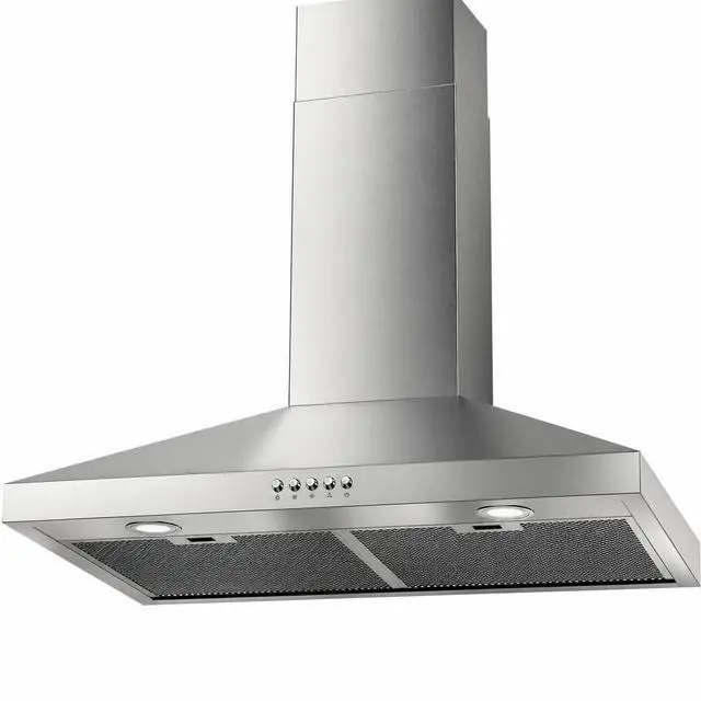 Main image of Range Hood 30inch Wall Mount - Ducted/Ductless Convertible | Stainless Steel Kitchen Vent Hood, Chimney Stove Hood with 3-Speed Exhaust Fan, 2 LED Light, 2 Metal Filter, Brushed