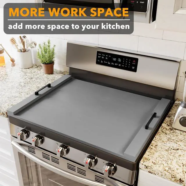 Alt view image 2 of 7 - Noodle Board Stove Kitchen Cover with Handles, Top Covers for Gas Burners and Electric Stove, Oven Decor Accessories Wood Tray for Countertop, Gray Bamboo