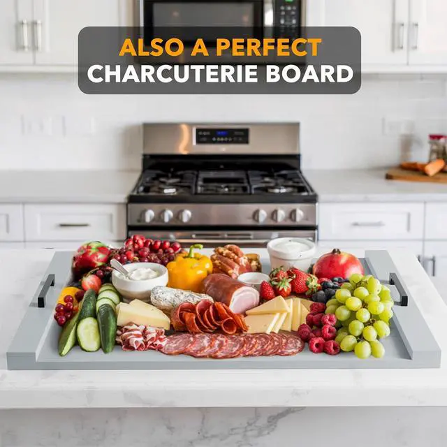 Alt view image 3 of 7 - Noodle Board Stove Kitchen Cover with Handles, Top Covers for Gas Burners and Electric Stove, Oven Decor Accessories Wood Tray for Countertop, Gray Bamboo