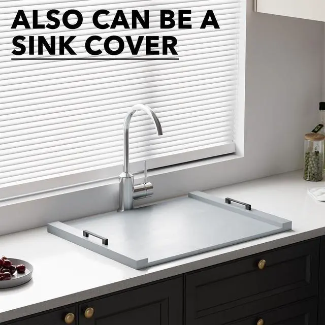 Alt view image 7 of 7 - Noodle Board Stove Kitchen Cover with Handles, Top Covers for Gas Burners and Electric Stove, Oven Decor Accessories Wood Tray for Countertop, Gray Bamboo
