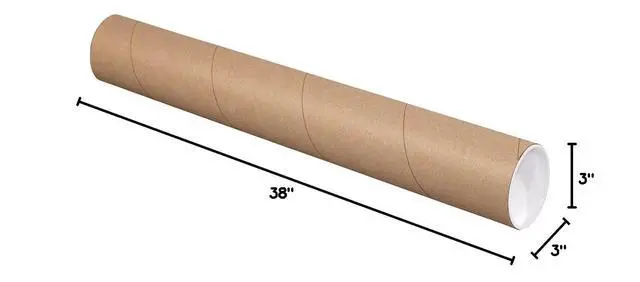 Alt view image 2 of 2 - Kraft Mailing Tubes with Caps, 3" x 38", Pack of 24, for Shipping, Storing, Mailing, and Protecting Documents, Blueprints and Posters