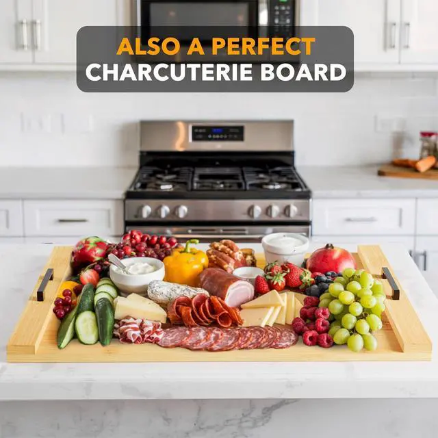 Alt view image 3 of 7 - Noodle Board Stove Kitchen Cover with Handles, Top Covers for Gas Burners and Electric Stove, Oven Decor Accessories Wood Tray for Countertop, Natural Bamboo