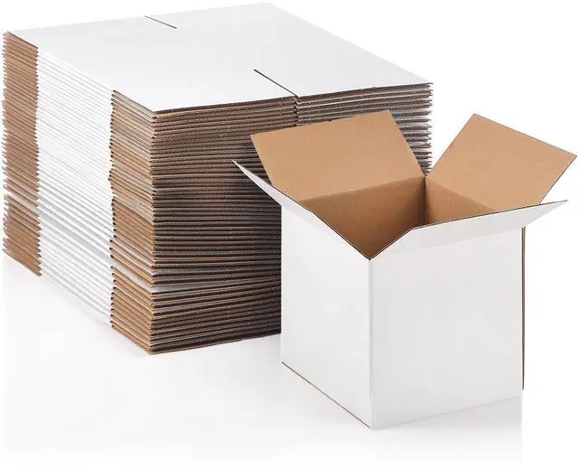 Main image of 200 Pcs Small Shipping Boxes 6x6x6'' Corrugated Cardboard Box | Heavy Duty Small Shipping Boxes for Packaging Moving Small Business Storage, Mailing, White