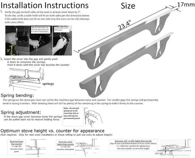 Alt view image 6 of 7 - Stove Gap Covers, 23.4", 316 Stainless Steel | Oven Side Gap Filler, Range Trim Kit, Guard Between Stove Top & Counter