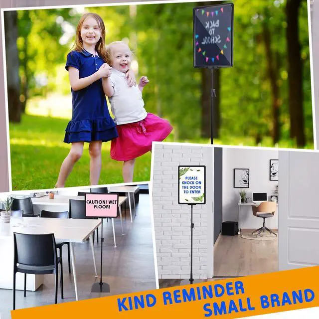 Alt view image 5 of 6 - 8 Pack Adjustable Sign Poster Stand Holder 8.5 x 11 in Floor Standing Sign Display Holder Heavy Duty Aluminum Pedestal Vertical Horizontal View Stand for Vendor Advertising Business Menu Black